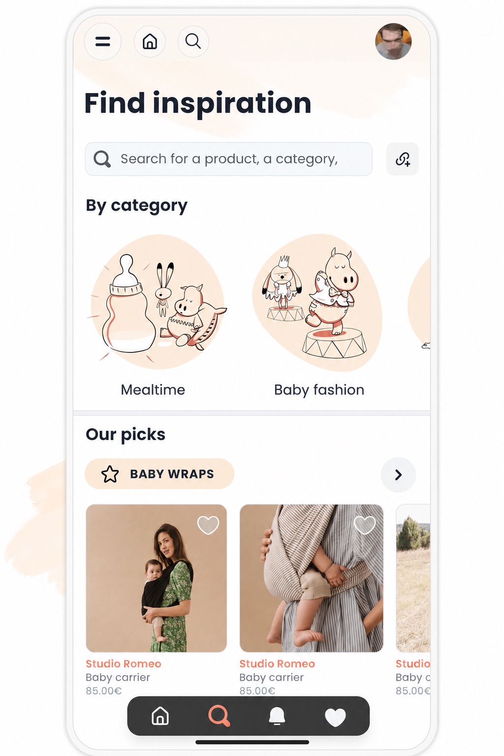 Minipouce - browse baby registry products on mobile